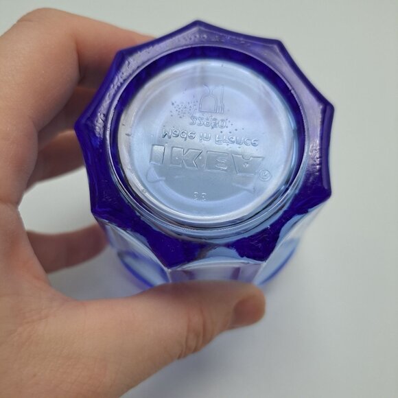 Ikea 9 Panel Tumbler Drinking Glass Blue France - Picture 9 of 9